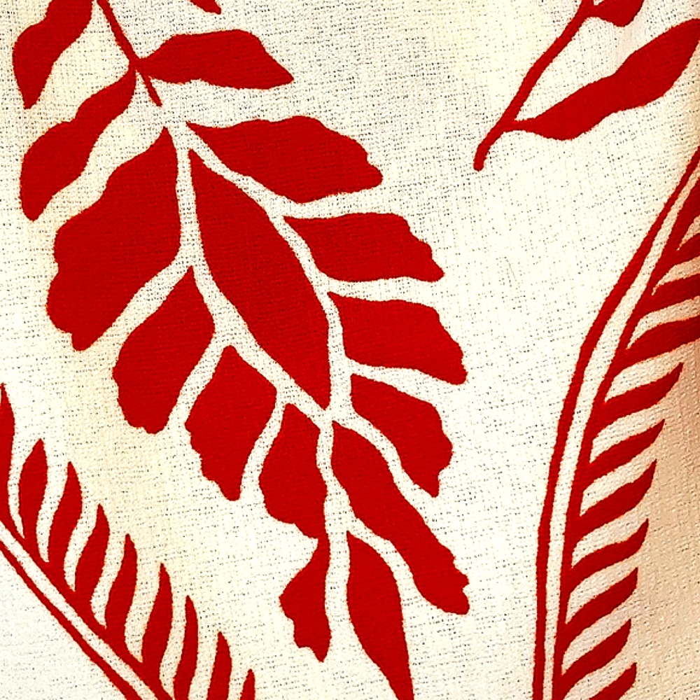 H&M Leaf Print Faux Wrap Red And Cream Midi Skirt Comfortable With Stretch - Picture 9 of 9
